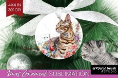 Floral Cat Ornament PNG - Flowers PNG Sublimation Product Image 1
