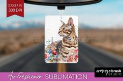 Floral Cat Air Freshener PNG - Flowers PNG Sublimation Product Image 1