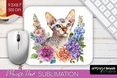 Floral Cat Mouse Pad Sublimation - Flowers Mousepad PNG Product Image 1
