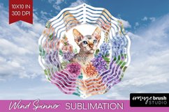 Floral Cat Wind Spinner Sublimation PNG - Flowers Round Product Image 1