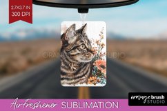 Floral Cat Air Freshener PNG - Flowers PNG Sublimation Product Image 1