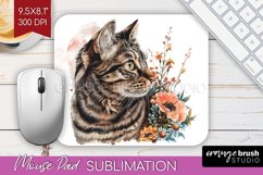 Floral Cat Mouse Pad Sublimation - Flowers Mousepad PNG Product Image 1