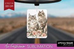 Floral Cat Air Freshener PNG - Flowers PNG Sublimation Product Image 1