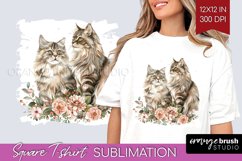 Floral Cat Square Tshirt Background - Flowers PNG Product Image 1