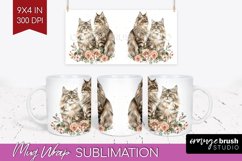 Floral Cat Mug Wrap - Flowers Mug PNG Sublimation Product Image 1