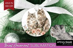 Floral Cat Ornament PNG - Flowers PNG Sublimation Product Image 1