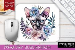 Floral Cat Mouse Pad Sublimation - Flowers Mousepad PNG Product Image 1