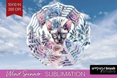 Floral Cat Wind Spinner Sublimation PNG - Flowers Round Product Image 1