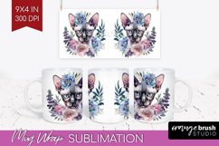 Floral Cat Mug Wrap - Flowers Mug PNG Sublimation Product Image 1