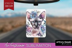 Floral Cat Air Freshener PNG - Flowers PNG Sublimation Product Image 1