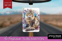 Floral Cat Air Freshener PNG - Flowers PNG Sublimation Product Image 1