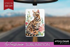 Floral Cat Air Freshener PNG - Flowers PNG Sublimation Product Image 1