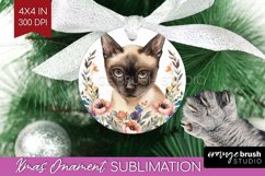 Floral Cat Ornament PNG - Flowers PNG Sublimation Product Image 1