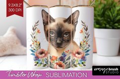 Floral Cat Tumbler Wrap - Flowers Tumbler PNG Sublimation Product Image 1