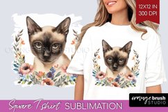 Floral Cat Square Tshirt Background - Flowers PNG Product Image 1