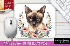 Floral Cat Mouse Pad Sublimation - Flowers Mousepad PNG Product Image 1