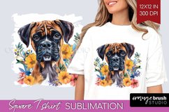 Floral Dog Square Tshirt Background - Flowers PNG Product Image 1