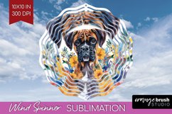 Floral Dog Wind Spinner Sublimation PNG - Flowers Round Product Image 1