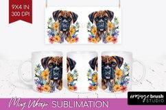 Floral Dog Mug Wrap - Flowers Mug PNG Sublimation Product Image 1