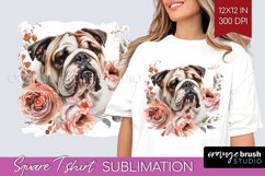 Floral Dog Square Tshirt Background - Flowers PNG Product Image 1