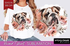 Floral Dog Round Tshirt Background - Flowers PNG Sublimation Product Image 1