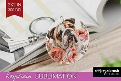 Floral Dog Keychain PNG - Flowers Keychain Sublimation Product Image 1