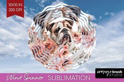 Floral Dog Wind Spinner Sublimation PNG - Flowers Round Product Image 1