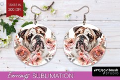 Floral Dog Round Earrings - Flowers PNG Sublimation Product Image 1
