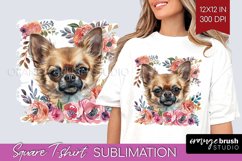 Floral Dog Square Tshirt Background - Flowers PNG Product Image 1