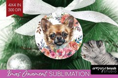 Floral Dog Ornament PNG - Flowers PNG Sublimation Product Image 1
