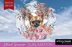 Floral Dog Wind Spinner Sublimation PNG - Flowers Round Product Image 1