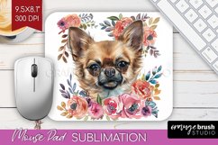 Floral Dog Mouse Pad Sublimation - Flowers Mousepad PNG Product Image 1