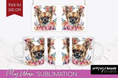 Floral Dog Mug Wrap - Flowers Mug PNG Sublimation Product Image 1