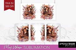 Floral Dog Mug Wrap - Flowers Mug PNG Sublimation Product Image 1