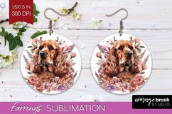 Floral Dog Round Earrings - Flowers PNG Sublimation Product Image 1