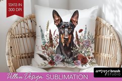 Floral Dog Pillow Sublimation - Flowers Pillow Cover PNG Product Image 1