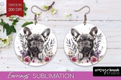 Floral Dog Round Earrings - Flowers PNG Sublimation Product Image 1