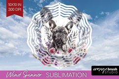 Floral Dog Wind Spinner Sublimation PNG - Flowers Round Product Image 1