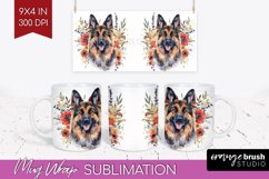 Floral Dog Mug Wrap - Flowers Mug PNG Sublimation Product Image 1