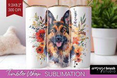 Floral Dog Tumbler Wrap - Flowers Tumbler PNG Sublimation Product Image 1