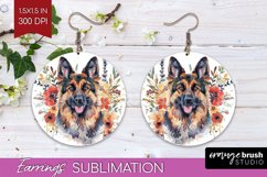 Floral Dog Round Earrings - Flowers PNG Sublimation Product Image 1