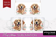 Floral Dog Mug Wrap - Flowers Mug PNG Sublimation Product Image 1