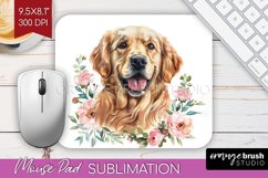Floral Dog Mouse Pad Sublimation - Flowers Mousepad PNG Product Image 1