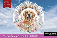 Floral Dog Wind Spinner Sublimation PNG - Flowers Round Product Image 1