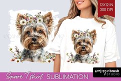 Floral Dog Square Tshirt Background - Flowers PNG Product Image 1