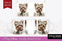 Floral Dog Mug Wrap - Flowers Mug PNG Sublimation Product Image 1