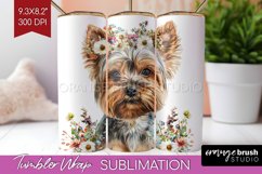 Floral Dog Tumbler Wrap - Flowers Tumbler PNG Sublimation Product Image 1