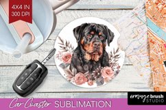 Floral Dog Car Coaster - Flowers Coaster PNG Sublimation Product Image 1
