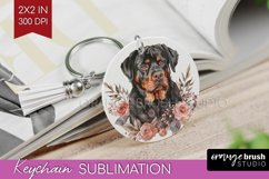 Floral Dog Keychain PNG - Flowers Keychain Sublimation Product Image 1