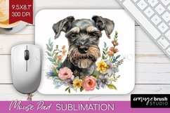 Floral Dog Mouse Pad Sublimation - Flowers Mousepad PNG Product Image 1